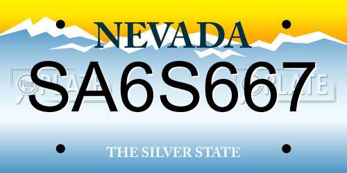 SA6S667 Nevada License Plate
