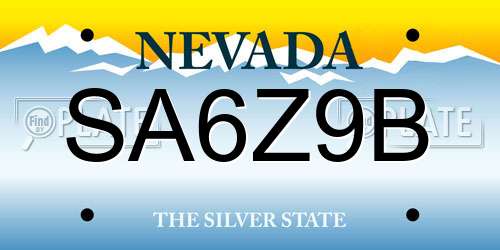 SA6Z9B Nevada License Plate