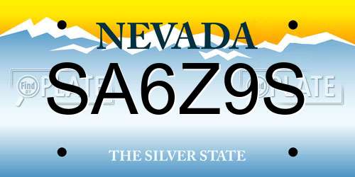 SA6Z9S Nevada License Plate