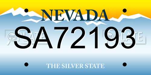 SA72193 Nevada License Plate