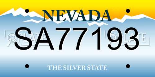 SA77193 Nevada License Plate