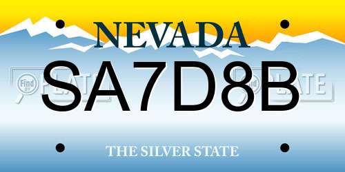 SA7D8B Nevada License Plate