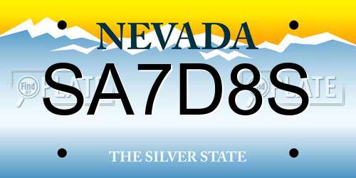 SA7D8S Nevada License Plate
