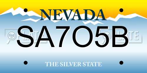 SA7O5B Nevada License Plate