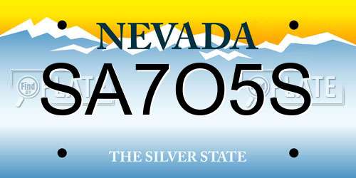 SA7O5S Nevada License Plate