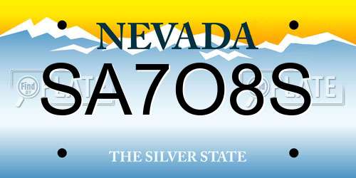SA7O8S Nevada License Plate