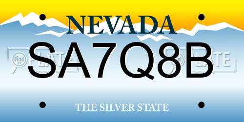 SA7Q8B Nevada License Plate