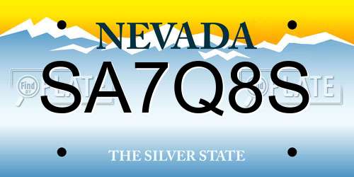 SA7Q8S Nevada License Plate