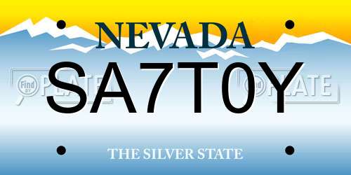 SA7T0Y Nevada License Plate