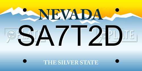 SA7T2D Nevada License Plate