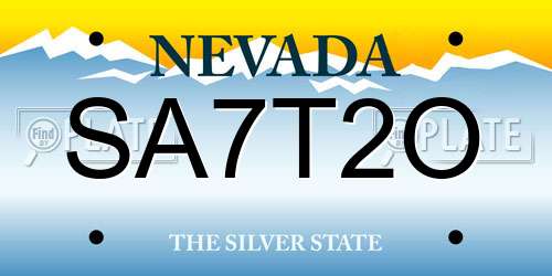 SA7T2O Nevada License Plate