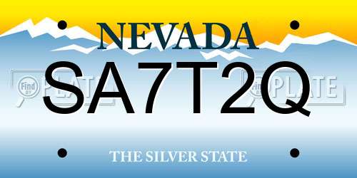 SA7T2Q Nevada License Plate
