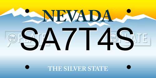 SA7T4S Nevada License Plate