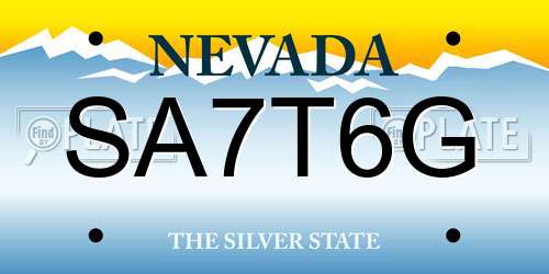 SA7T6G Nevada License Plate