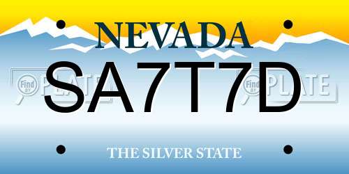 SA7T7D Nevada License Plate