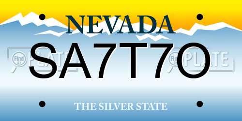 SA7T7O Nevada License Plate