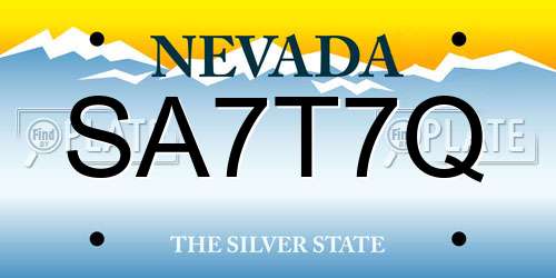 SA7T7Q Nevada License Plate