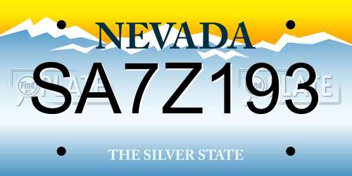 SA7Z193 Nevada License Plate