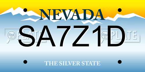 SA7Z1D Nevada License Plate