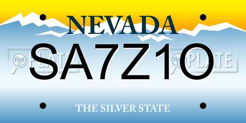 SA7Z1O Nevada License Plate