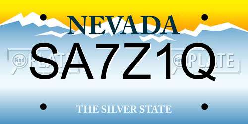 SA7Z1Q Nevada License Plate