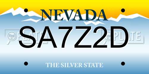 SA7Z2D Nevada License Plate