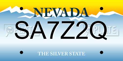 SA7Z2Q Nevada License Plate