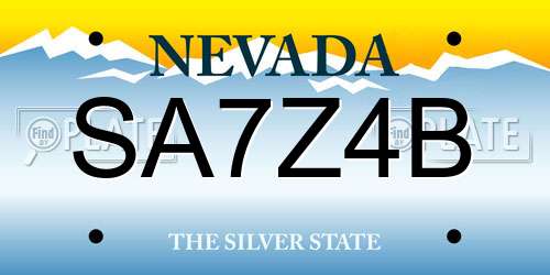 SA7Z4B Nevada License Plate
