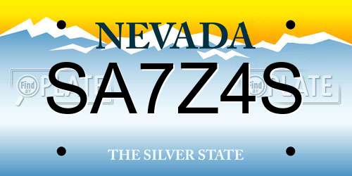SA7Z4S Nevada License Plate