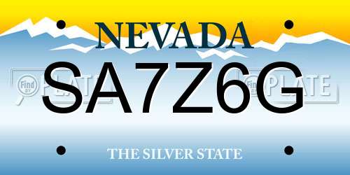 SA7Z6G Nevada License Plate