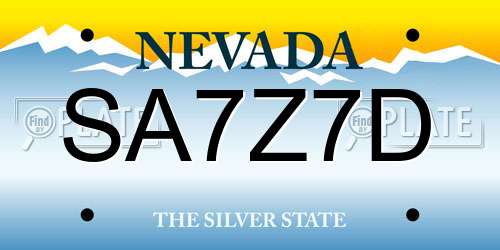 SA7Z7D Nevada License Plate