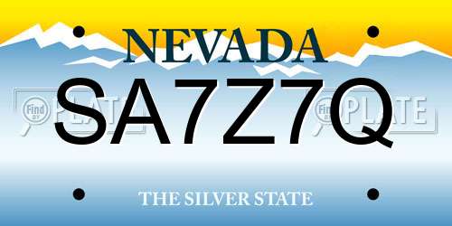 SA7Z7Q Nevada License Plate