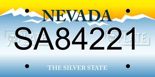 SA84221 Nevada License Plate