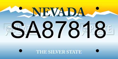 SA87818 Nevada License Plate