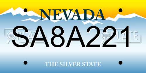 SA8A221 Nevada License Plate