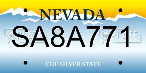 SA8A771 Nevada License Plate