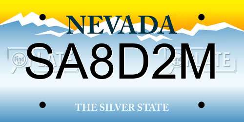 SA8D2M Nevada License Plate