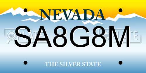 SA8G8M Nevada License Plate