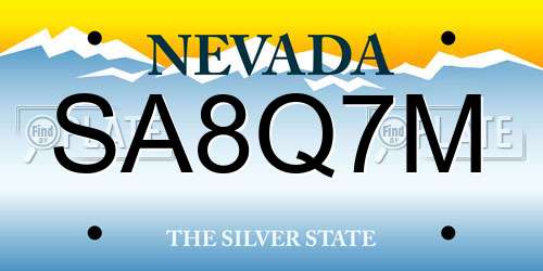 SA8Q7M Nevada License Plate