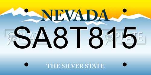 SA8T815 Nevada License Plate