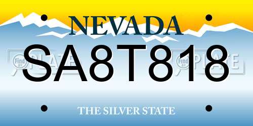 SA8T818 Nevada License Plate