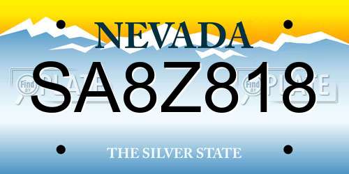 SA8Z818 Nevada License Plate