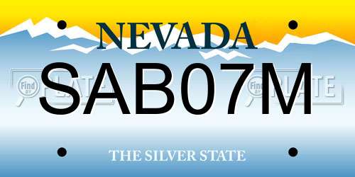 SAB07M Nevada License Plate