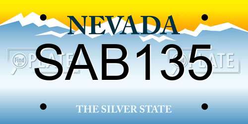 SAB135 Nevada License Plate