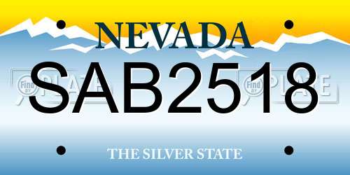 SAB2518 Nevada License Plate