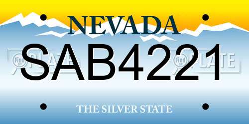 SAB4221 Nevada License Plate