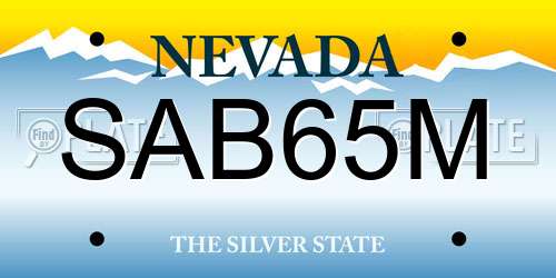 SAB65M Nevada License Plate