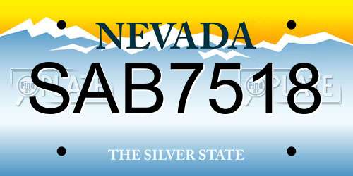 SAB7518 Nevada License Plate