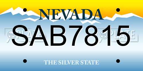 SAB7815 Nevada License Plate