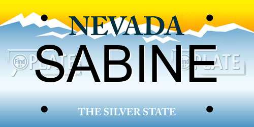 SABINE Nevada License Plate